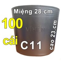 100 Chậu nhựa VĨ HIỀN C11 miệng,cao 28x23cm trồng cây ăn trái và hoa siêu bền-77106