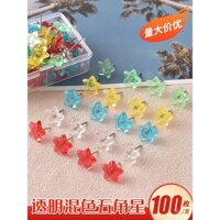 100 chiếc ghim đẩy màu sắc hỗn hợp hình sao trong suốt cho trang trí trường mẫu giáo, ghim bảng cork, ghim ảnh nghệ thuật treo tường, đinh ghim