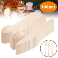 100 Chiếc Thân Thiện Với Môi Trường Dùng Một Lần Dao Kéo Kem Cà Phê Gia Vị Thìa Mịn Pasta Trái Cây Salad Nĩa Có Thể Phân Hủy Bạch Dương Tự Nhiên Bộ Đồ Ăn Pizza Phô Mai Bánh Cắt