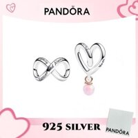 100% chính hãng PANDORA, vòng tay trang sức bạc S925, mặt dây chuyền charm Forever & Always Mom Duo