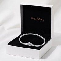 100% chính hãng PANDORA, vòng tay trang sức bạc S925, mặt dây chuyền Pandora Moments Rose in Bloom, vòng tay dây xích rắn