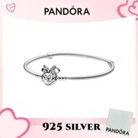 100% chính hãng PANDORA, vòng tay trang sức bạc S925, mặt dây chuyền Disney Pandora Moments, vòng tay chuỗi rắn với móc Minnie Mouse