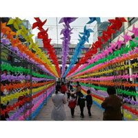 100 chong chóng nhựa 7 màu 4 cánh 20cm treo dây trang trí trường học, mầm non, khu du lịch,đình chùa