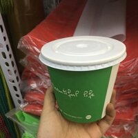 100 cốc giấy, bát giấy xanh kèm nắp 480ml