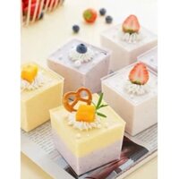 100 cốc ly vuông đựng bánh mousse, tiramisu các loại bánh mã 6055 có kèm nắp