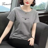 100% Cotton Áo Thun Nữ In Hình Top 2023 Mẹ Mặc Áo Thun Rời Size Lớn Nữ 3.18