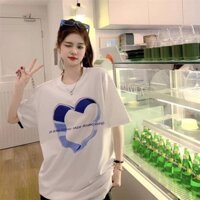 100% Cotton Đáy Thiếu Áo Thun Nữ Tay Ngắn 2025 Phiên Bản Lớn Rời Dạo Phố Giữa Chiều Dài Áo Thun