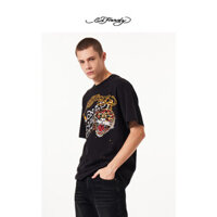 100% Cotton Ed Hardy Mới Cổ Điển Đầu Hổ Graffiti Áo Thun Nam Tay Ngắn