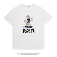 100% Cotton Hàng Sẵn Có Popeye Popeye Nửa Tay Dạo Phố Áo Thun Cotton Nguyên Chất Rời Tay Ngắn Nam Cặp Đôi Quần Áo Mùa Hè