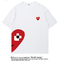 100% Cotton In Hình Trái Tim Rời Tay Ngắn Nam Nữ Mùa Hè Cặp Đôi Đáy Áo Sơ Mi 1213