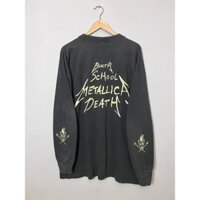 ((100% Cotton) Metallica Rock Band vintage vintage American Retro Nam Nữ Cặp Đôi Áo Thun Dài Tay