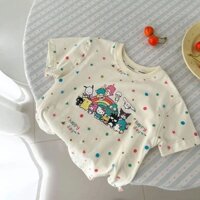 100% Cotton Mùa Hè Mới Hoạt Hình Nước Ngoài Bé Gái Thoáng Khí In Hình Áo Thun Tay Ngắn Top