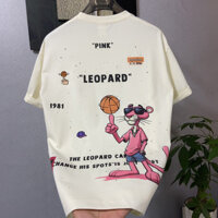 100% Cotton Sẵn Sàng Xuân Hè Phong Cách Mới Nam Cổ Tròn Tay Ngắn Màu Hồng Da Báo Áo Thun Phù Hợp Với Hợp Thời Trang In Hình Hoạt Hình Nửa Tay