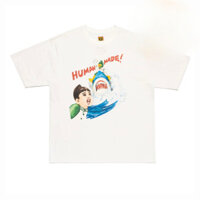 ((100% Cotton) Shark Wave Tay Ngắn Nam Nữ Hàng Có Sẵn