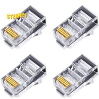 100 Đầu Nối RJ45 6U Mạ Vàng Đi Qua Cáp Ethernet Mô Đun Cắm Mạng RJ-45 Đầu Pha Lê Cat5 Cat5E