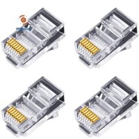 100 Đầu Nối RJ45 6U Mạ Vàng Đi Qua Cáp Ethernet Mô Đun Cắm Mạng RJ-45 Đầu Pha Lê Cat5 Cat5E