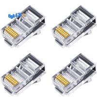 100 Đầu Nối RJ45 6U Mạ Vàng Đi Qua Cáp Ethernet Mô Đun Cắm Mạng RJ-45 Đầu Pha Lê Cat5 Cat5E