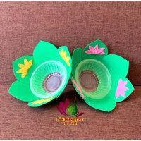 100 Đèn hoa đăng điểm hoa sen nổi 6 cánh chất liệu xốp màu ( mua từ 300, chọn màu ib )