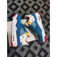 100% đích thực không khí Jordan 4 vừa Retro bóng rổ Sneakers màu xanh Net nam giới và phụ nữ phổ quát aj4 Giày