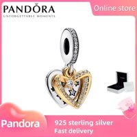 100% đích thực S925 Sterling bạc Pandora [762203c01] chụp trái tim ngôi sao đôi quyến rũ