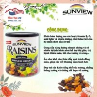 100% Hàng Mỹ- Hàng Mỹ Cao Cấp- Nho khô Mỹ Sunview Raisins hộp 425gr