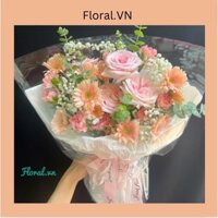 100% Hoa tươi // Bó hoa gói giấy bóng kính mix các loại theo tone màu.