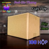 [100 Hộp] [20x15x15cm] - 3 lớp sóng B - DÀY 3mm - giấy thùng carton đóng gói hàng hóa