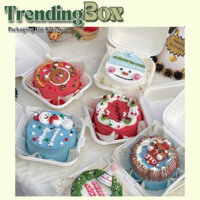 100 Hộp Bã Mía Vuông Trắng Đựng Bánh Kem 10cm, Bento Cake