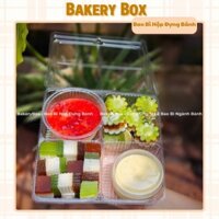 100 Hộp Bốn Ngăn H43 Đựng Bánh Trung Thu, Tiramisu, Flan, Bánh Mix Vị