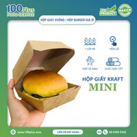 100 Hộp Giấy Đựng Bánh Kem, Bánh Ngọt, Bánh Mặn, Bánh Bao, Bánh Giò, Có Khóa Gài Chắc Chắn, Màu Kraft, Hình Vuông