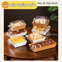100 Hộp giấy vuông E118 đựng bánh donut - Hộp giấy 118 đựng bánh mousse - bánh ngọt các loại