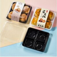 100 Hộp Ht134 đựng bánh trung thu 50g - 75g - Hộp đựng 4 bánh mochi - Hộp 4 ngăn đựng bánh lava trứng chảy