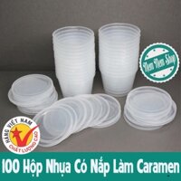 100 Hộp nhựa có nắp làm Caramen