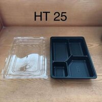 100 hộp nhựa đế đen 4 ngăn HT25 kèm nắp