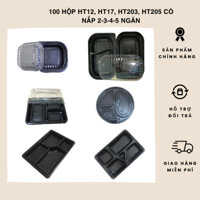 100 Hộp Nhựa Đế Đen Kèm Nắp Dùng 1 Lần HT12, HT17, HT203, HT205 Từ 1-5 Ngăn