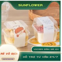 100 Hộp nhựa đựng bánh trong vuông - Mã XY585 250ml