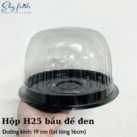 100 Hộp nhựa H25 bầu – Hộp Nhựa Đế Đen Đựng Bánh Kem – Hộp Nhựa Tròn 16cm Đựng Bánh