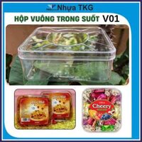100 Hộp Nhựa Hình Vuông Trong Suốt Đựng Bánh Kẹo, Mứt Tết, Ô Mai
