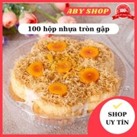 100 hộp nhựa tròn nắp gập 20cm ⚡ LOẠI BỀN ⚡ hộp nhựa  đựng bông lan h28 cao cấp