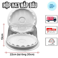 100 Hộp Nhựa Tròn Nắp Trong H47 đựng bánh bông lan, bánh kem, rau câu - Hộp Nhựa H47 nắp mô đế trắng