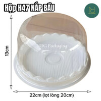 100 Hộp Nhựa Tròn Nắp Trong H47 đựng bánh bông lan, bánh kem, rau câu - Hộp Nhựa H47 nắp mô đế trắng