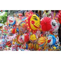 100 Lồng đèn giấy xếp hình thú size trung có que cầm, lồng đèn Trung Thu giá rẻ