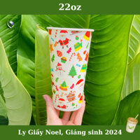 100 Ly Cốc Giấy Noel In Sẵn Thiết Kế Size 22oz (630ml) Dành Cho Cafe, Trà Sữa, Sinh Tố, Nước Ép