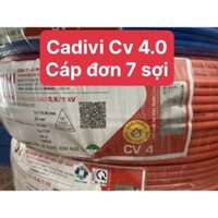 100 mét dây điện Cadivi 4.0 đơn CV4.0 lõi 7 sợi Chính hãng lõi đồng