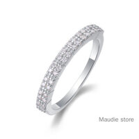 100% Moissanite Diamond 2 Line Eternity Ring S925 Sterling Stack Ring dành cho nữ Kim cương Tích cực