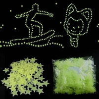 100 ngôi sao dán tường dạ quang trang trí - Vàng