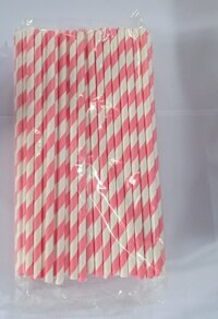 100 ống hút giấy 3 lớp phi 6 x 197mm, bọc màng, không bọc màng, màu trắng, nâu kraft, party Giáng Sinh Noel, Lễ, Tết - Sọc hồng baby - Không bọc màng