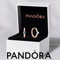 100% PANDORA genuine S925 sterling silver jewelry earrings stud Light Blue Solitaire Huggie Hoop Earrings 289304C02