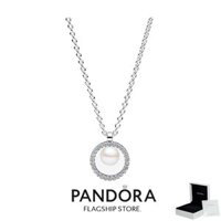 100% PANDORA genuine S925 sterling silver jewelry bracelet pendant Treated Freshwater Cultured Pearl & Pavé Collier Necklace