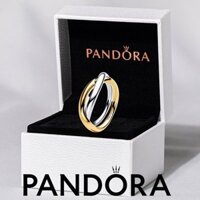 100% PANDORA genuine S925 sterling silver jewelry bracelet pendant Two-tone Entwined Bands Ring
